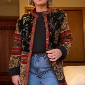 Vintage sag harbor tapestry jacket embroidered detail